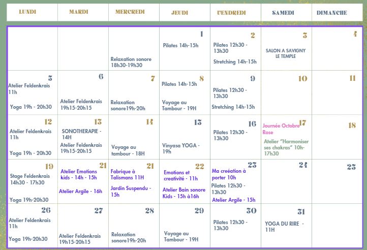 tout le mois octobre